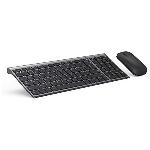  [아마존베스트]Wireless Keyboard and Mouse Combo, Seenda Ultra Thin Rechargeable Low Profile Keyboard and Mouse Set with Number Pad for Windows-Space Gray