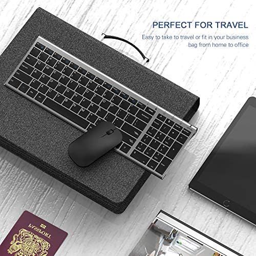  [아마존베스트]Wireless Keyboard and Mouse Combo, Seenda Ultra Thin Rechargeable Low Profile Keyboard and Mouse Set with Number Pad for Windows-Space Gray