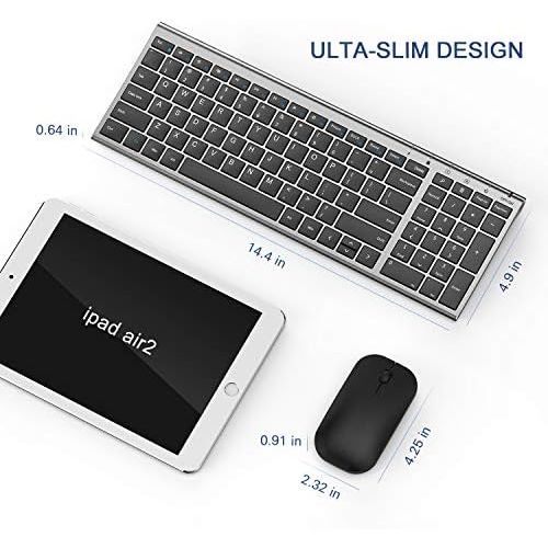  [아마존베스트]Wireless Keyboard and Mouse Combo, Seenda Ultra Thin Rechargeable Low Profile Keyboard and Mouse Set with Number Pad for Windows-Space Gray