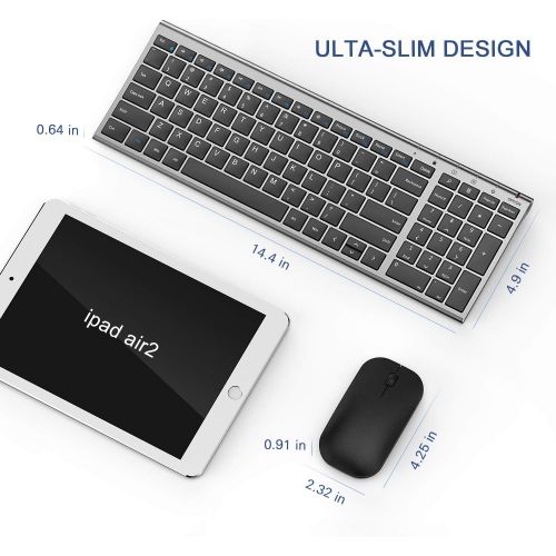  [아마존베스트]Wireless Keyboard and Mouse Combo, Seenda Ultra Thin Rechargeable Low Profile Keyboard and Mouse Set with Number Pad for Windows-Space Gray