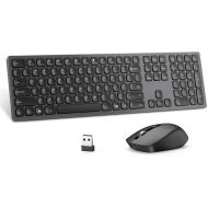 [아마존베스트]Rechargeable Wireless Keyboard Mouse Combo, Seenda Ultra Quiet Full Size Slim Keyboard Mouse Set with Long Battery Life 3 Adjustable DPI for Windows Laptop Computer, Space Gray