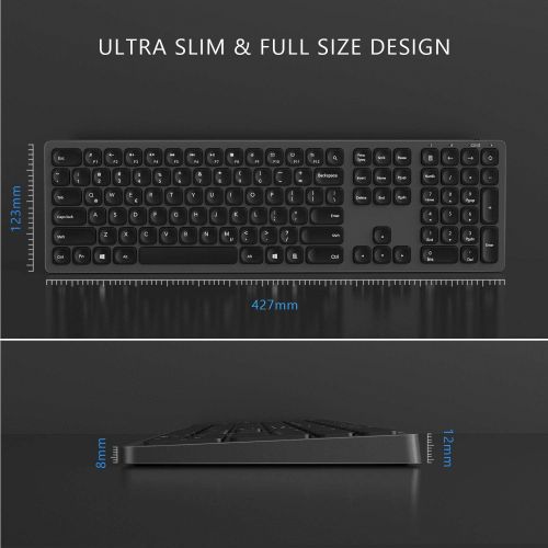  [아마존베스트]Rechargeable Wireless Keyboard Mouse Combo, Seenda Ultra Quiet Full Size Slim Keyboard Mouse Set with Long Battery Life 3 Adjustable DPI for Windows Laptop Computer, Space Gray