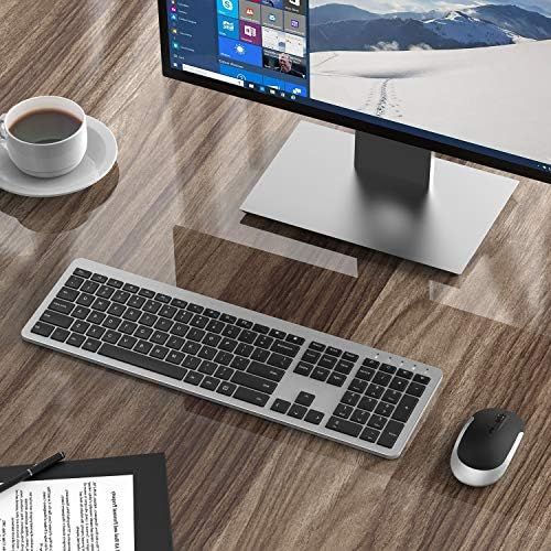  [아마존베스트]Wireless Keyboard and Mouse Combo - seenda Full Size Slim Thin Wireless Keyboard Mouse with On/Off Switch on Both Keyboard and Mouse - (Black and Silver)