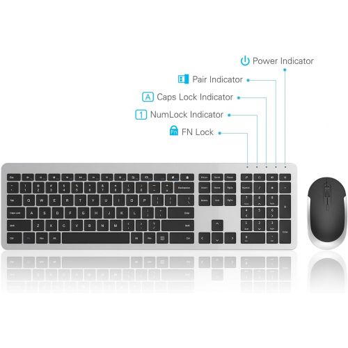  [아마존베스트]Wireless Keyboard and Mouse Combo - seenda Full Size Slim Thin Wireless Keyboard Mouse with On/Off Switch on Both Keyboard and Mouse - (Black and Silver)