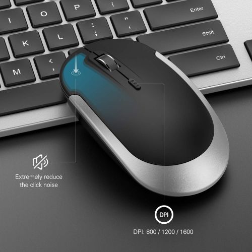  [아마존베스트]Wireless Keyboard and Mouse Combo - seenda Full Size Slim Thin Wireless Keyboard Mouse with On/Off Switch on Both Keyboard and Mouse - (Black and Silver)