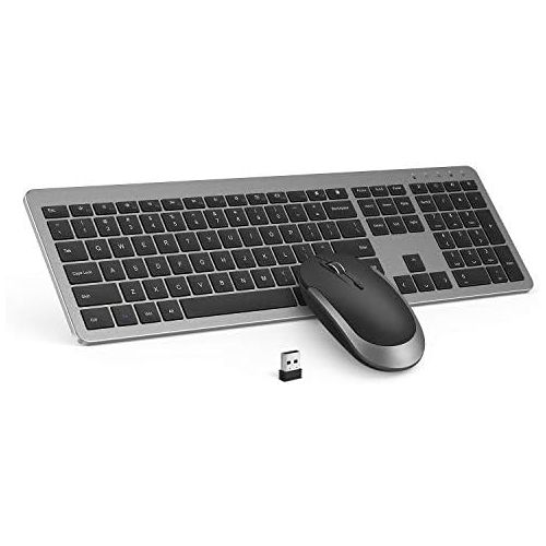  [아마존베스트]Seenda Wireless Keyboard and Mouse Combo - Full Size Slim Thin Wireless Keyboard Mouse with Numeric Keypad 2.4G Stable Connection Adjustable DPI (Grey & Black)