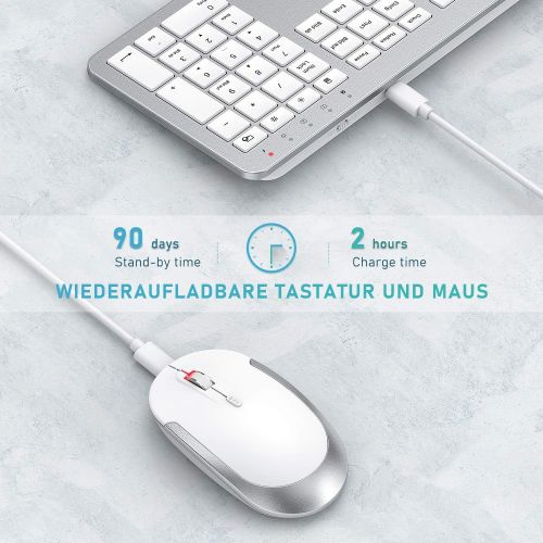  [아마존베스트]seenda Rechargeable Keyboard Mouse Set Wireless (Full Size), Ultra Thin Silent Keyboard Mouse Set, Ergonomic Keyboard Wireless with Silicone Dust Cover for PC/Laptop/Smart TV etc.,