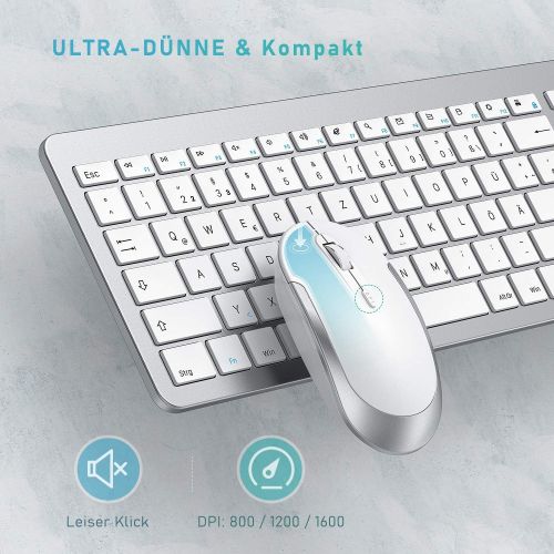  [아마존베스트]seenda Rechargeable Keyboard Mouse Set Wireless (Full Size), Ultra Thin Silent Keyboard Mouse Set, Ergonomic Keyboard Wireless with Silicone Dust Cover for PC/Laptop/Smart TV etc.,