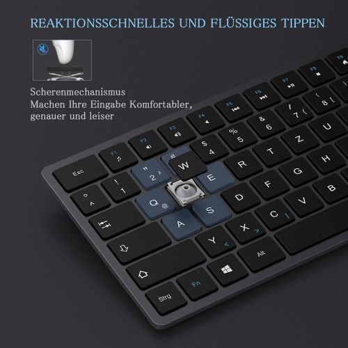  [아마존베스트]seenda Wireless Keyboard Mouse Set with Mouse, 2.4G Ultraslim Wireless Keyboard with Numeric Keypad Compatible with PC, Laptop, and Smart TV, German QWERTZ Layout, Space Grey