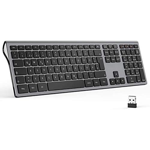  [아마존베스트]seenda 2.4G Quiet Wireless Keyboard, QWERTZ German Layout with Numeric Keypad, Compatible with PC, Laptop, and Android TV, Space Grey