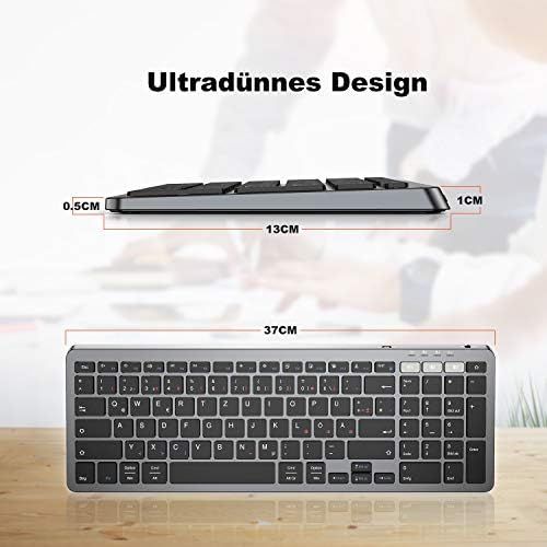  [아마존베스트]seenda Dual Bluetooth + 2.4G Wireless Keyboard - German Layout QWERTZ Ultra Slim Rechargeable Keyboard for PC/Tablet/Laptop/iPhone/iPad and Windows 8, 10/Mac/Linux/Android/iOS/iPad