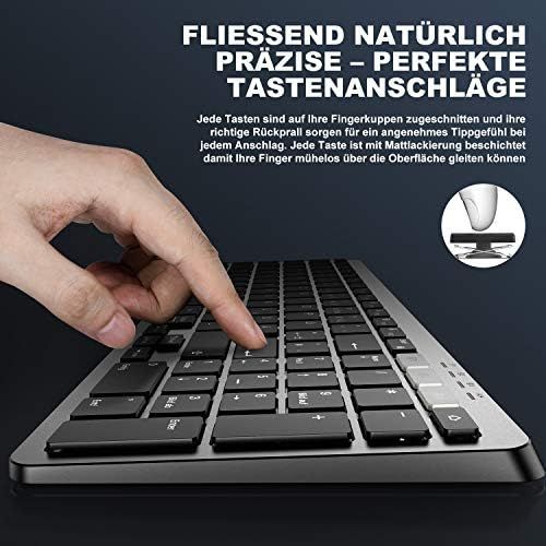  [아마존베스트]seenda Dual Bluetooth + 2.4G Wireless Keyboard - German Layout QWERTZ Ultra Slim Rechargeable Keyboard for PC/Tablet/Laptop/iPhone/iPad and Windows 8, 10/Mac/Linux/Android/iOS/iPad