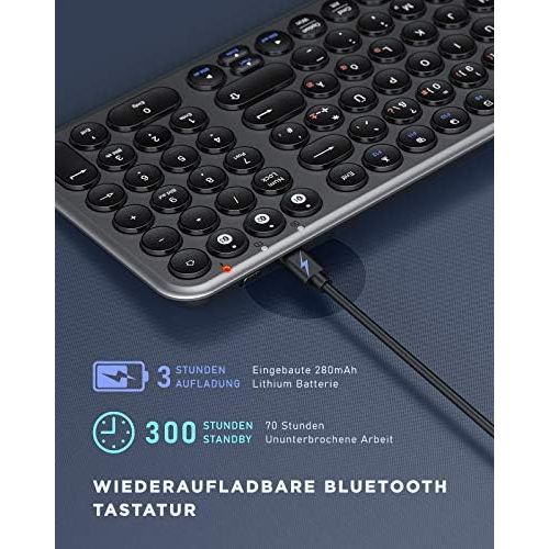  [아마존베스트]seenda Bluetooth Keyboard with 3 Bluetooth Channels, Wireless Ultraslim Rechargeable Wireless Keyboard for iPad, MacBook, iPhone, Android Tablet, Microsoft Surface, Windows Laptop,