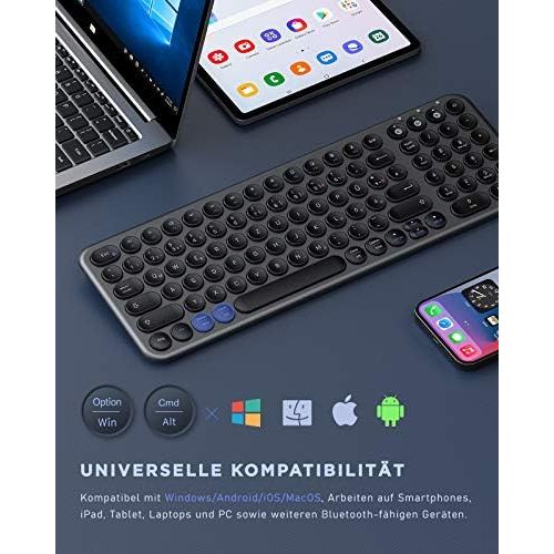  [아마존베스트]seenda Bluetooth Keyboard with 3 Bluetooth Channels, Wireless Ultraslim Rechargeable Wireless Keyboard for iPad, MacBook, iPhone, Android Tablet, Microsoft Surface, Windows Laptop,