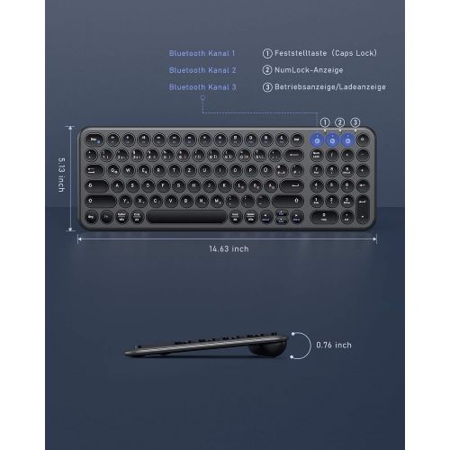  [아마존베스트]seenda Bluetooth Keyboard with 3 Bluetooth Channels, Wireless Ultraslim Rechargeable Wireless Keyboard for iPad, MacBook, iPhone, Android Tablet, Microsoft Surface, Windows Laptop,