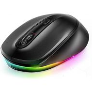 [아마존베스트]seenda Wireless Bluetooth LED Wireless Mouse with Lighting, Quiet Rechargeable 3 Modes Mice (BT3.0 + BT5.0 + 2.4G), 2400 DPI Compatible with Laptop / PC / Mac / Android / Tablet (B