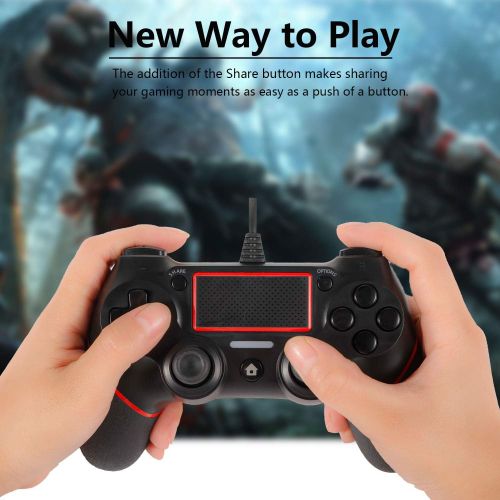  [아마존베스트]Sefitopher PS4 Wired Controller for Playstation 4/pro/Slim/PC/Laptop with Functions Such as Vibration, Colored LED Indicator, Double Vibration and Anti Slip Grip,6.5ft Cable Length