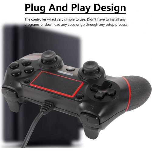  [아마존베스트]Sefitopher PS4 Wired Controller for Playstation 4/pro/Slim/PC/Laptop with Functions Such as Vibration, Colored LED Indicator, Double Vibration and Anti Slip Grip,6.5ft Cable Length