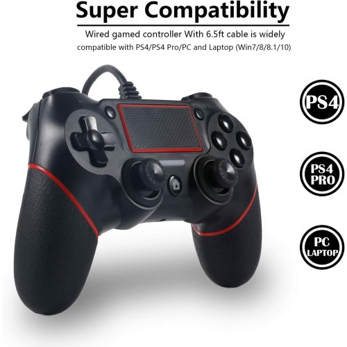  [아마존베스트]Sefitopher PS4 Wired Controller for Playstation 4/pro/Slim/PC/Laptop with Functions Such as Vibration, Colored LED Indicator, Double Vibration and Anti Slip Grip,6.5ft Cable Length