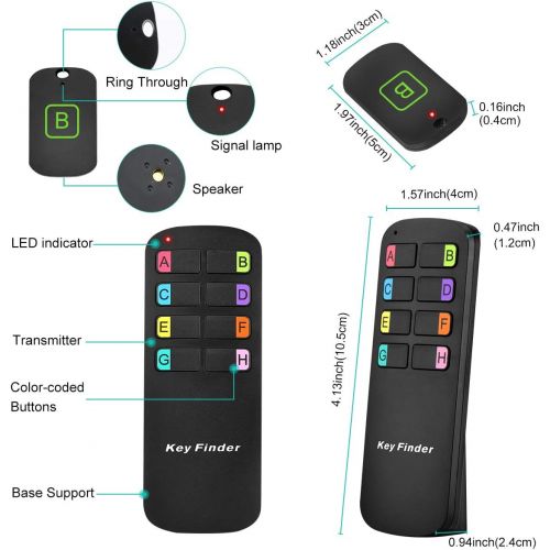  [아마존베스트]Segauin Key Finder Locator,Item Tracker Wireless RF Item Locator with Letters,Key Tracker with 85DB Loud Beeping Sound and 115 Feet Remote Control,8 Receivers,Anti-Lost Tags and Keychains