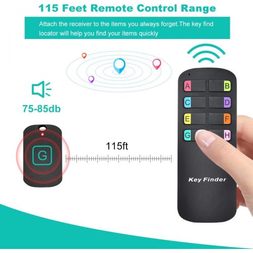  [아마존베스트]Segauin Key Finder Locator,Item Tracker Wireless RF Item Locator with Letters,Key Tracker with 85DB Loud Beeping Sound and 115 Feet Remote Control,8 Receivers,Anti-Lost Tags and Keychains