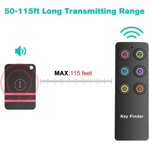  [아마존베스트]Segauin Key Finder Locator,Wireless RF Item Locator Key Tracker with 85DB Loud Beeping Sound and 115 Feet Remote Control Anti-Lost Tags and Keychains (6 Receivers with Number)