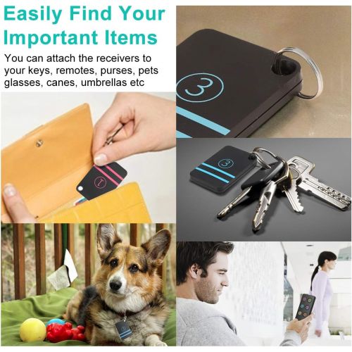  [아마존베스트]Segauin Key Finder Locator,Wireless RF Item Locator Key Tracker with 85DB Loud Beeping Sound and 115 Feet Remote Control Anti-Lost Tags and Keychains (6 Receivers with Number)