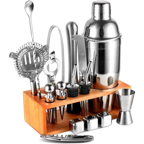  [아마존베스트]Segauin 25oz Cocktail Shaker 17pc Bartender Kit with Stand,Professional Stainless Steel Bar Tool Set Bartending Kit Perfect for Drink Mixing Experience