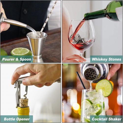  [아마존베스트]Segauin 25oz Cocktail Shaker 17pc Bartender Kit with Stand,Professional Stainless Steel Bar Tool Set Bartending Kit Perfect for Drink Mixing Experience