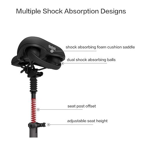  Segway Ninebot E22 Electric KickScooter w/t Free Seat, 300W Motor, 13.7 Miles Range & 12.4MPH, Electric Commuter Scooter, UL-2272 Certified