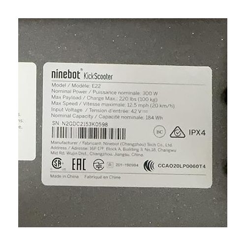  Segway Ninebot E22 Electric KickScooter w/t Free Seat, 300W Motor, 13.7 Miles Range & 12.4MPH, Electric Commuter Scooter, UL-2272 Certified