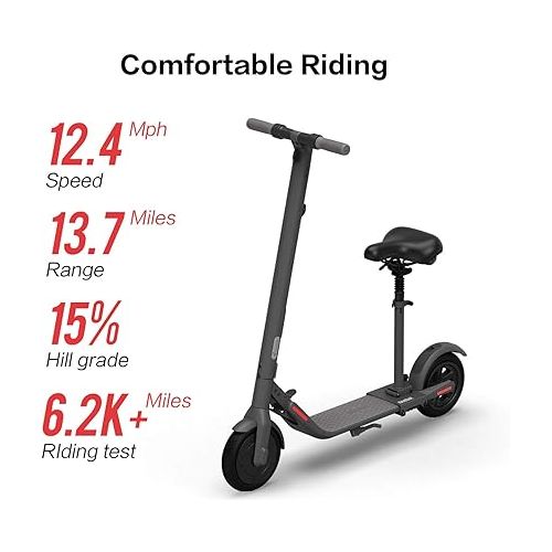  Segway Ninebot E22 Electric KickScooter w/t Free Seat, 300W Motor, 13.7 Miles Range & 12.4MPH, Electric Commuter Scooter, UL-2272 Certified