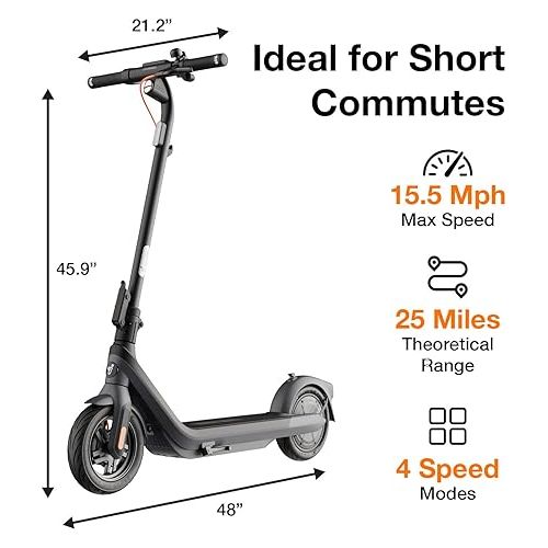  Segway Ninebot E2 Pro Electric Kick Scooter - Effortless Commutes w/t 15.5 mph Max Speed, 25-Mile Range, Power by 350W Motor, Cruise Mode, UL-2272 Certified