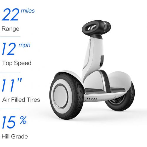  Segway Ninebot S-Plus Smart Self-Balancing Electric Scooter with Intelligent Lighting and Battery System, Remote Control and Auto-Following Mode, White