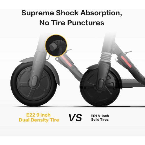  [아마존베스트]Segway Ninebot E22 Electric Kick Scooter, Upgraded Motor Power, 9-inch Dual Density Tires, Lightweight and Foldable, Dark Grey