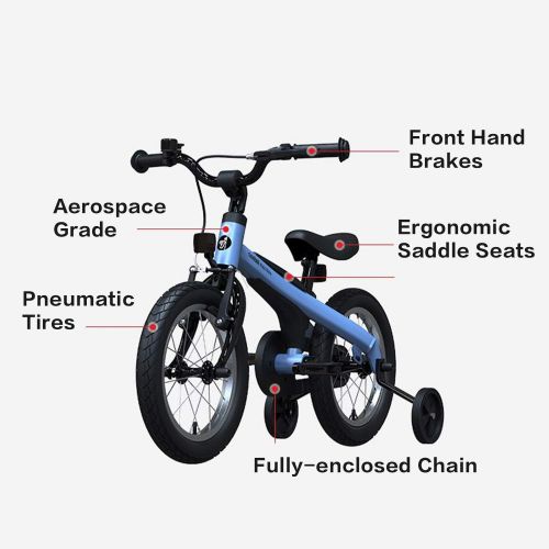  Segway Ninebot Kids Bike for Boys and Girls, 14 inch with Training Wheels, 14 18 inch with Kickstand, Pink Blue Red