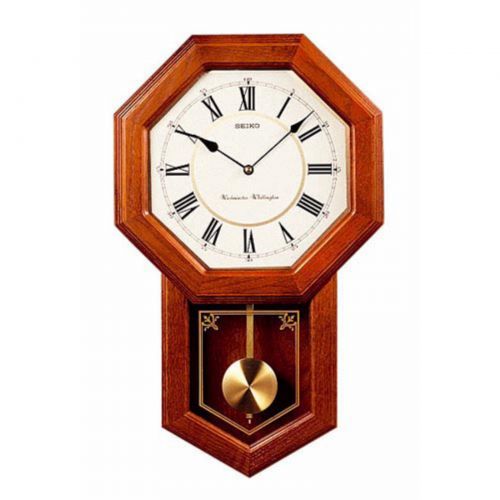 세이코 Seiko Brown Oak Schoolhouse Wall Clock - 12.75 Inches Wide