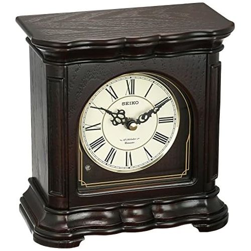 세이코 Seiko Mantel-Musical Wood Shelf Clock, Color:Dark Brown (Model: QXW243BLH)