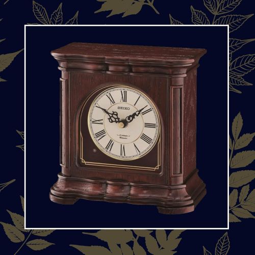 세이코 Seiko Mantel-Musical Wood Shelf Clock, Color:Dark Brown (Model: QXW243BLH)