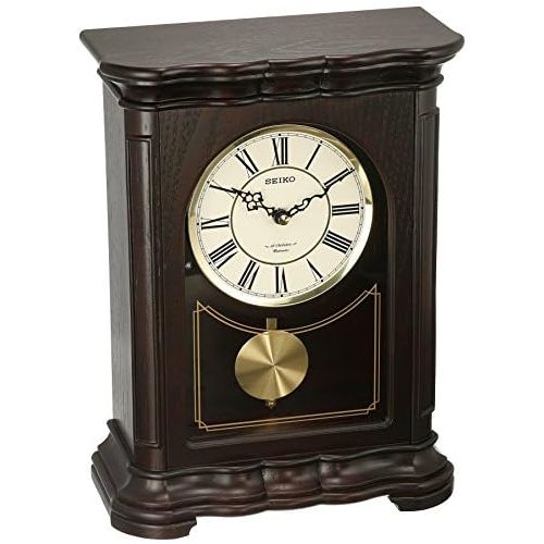 세이코 Seiko Mantel-Musical Wood Shelf Clock, Color:Dark Brown (Model: QXW242BLH)