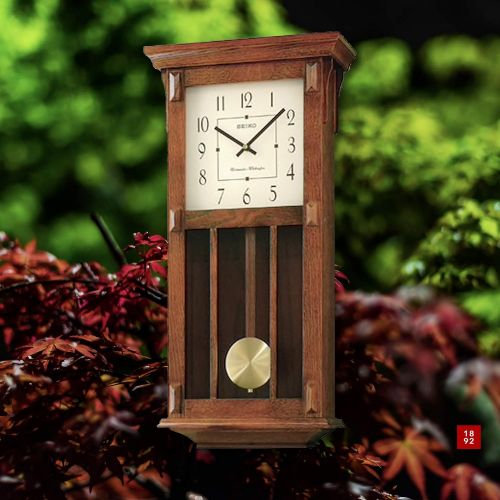 세이코 Seiko Wall Clock With Pendulum Dark Brown Case WestminsterWhittington Chime