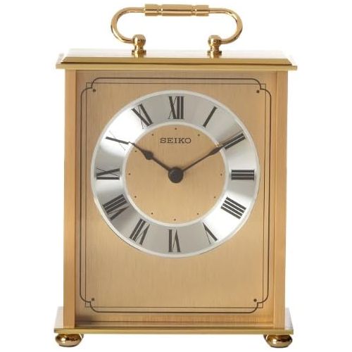 세이코 Seiko Desk and Table Carriage Clock Gold-Tone Solid Brass Base and Top