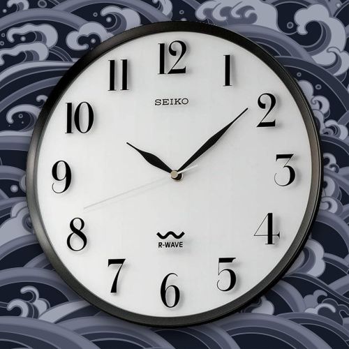 세이코 Seiko R-Wave Wall Clock Silver Metallic Case