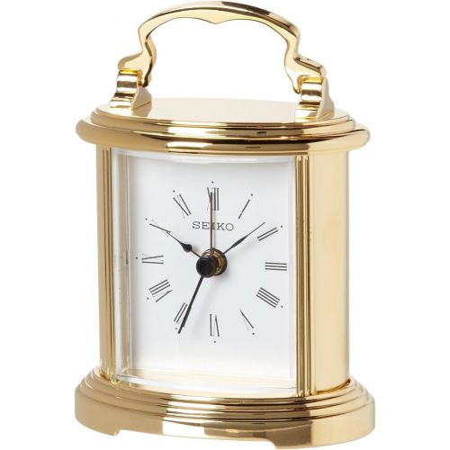 세이코 Seiko Desk and Table Alarm Carriage Clock Gold-Tone Metal Case