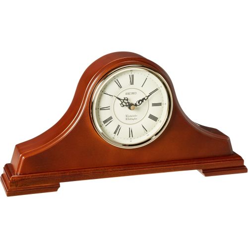 세이코 Seiko Mantel Chime Clock Dark Brown Solid Oak tambour Case