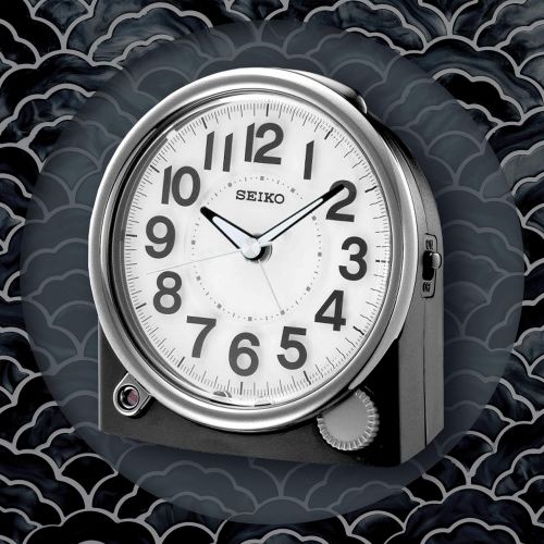 세이코 Seiko Bedside Alarm Plastic Clock, Color:Black (Model: QHE143JLH)