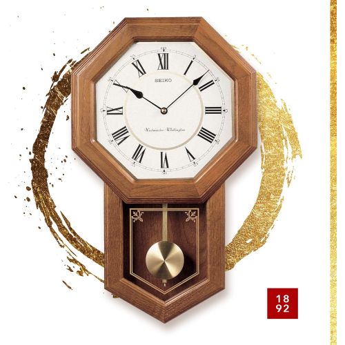 세이코 Seiko Wall Pendulum Schoolhouse Clock Dark Brown Solid Oak Case