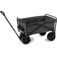 Seina Heavy Duty Steel Frame Collapsible Folding Outdoor Portable Utility Cart Wagon with All Terrain Plastic Wheels and 150 Pound Capacity, Gray