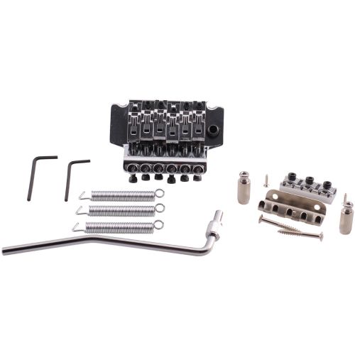  Seismic Audio Chrome Floyd Rose Style Electric Guitar Bridge Double Tremolo Kit Silver - SAGA17