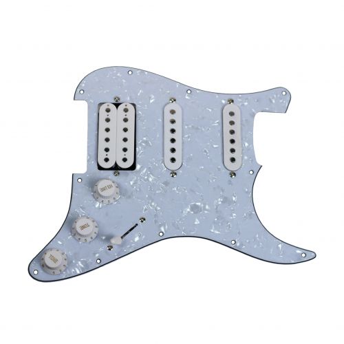  Seismic Audio White Tortoiseshell Loaded Pickguard Fat Strat Style 2 Single Coil One Humbucker White - SAGA53